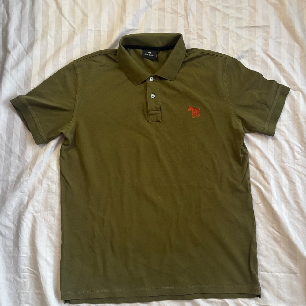 Paul Smith Khaki Polo with Red Accent